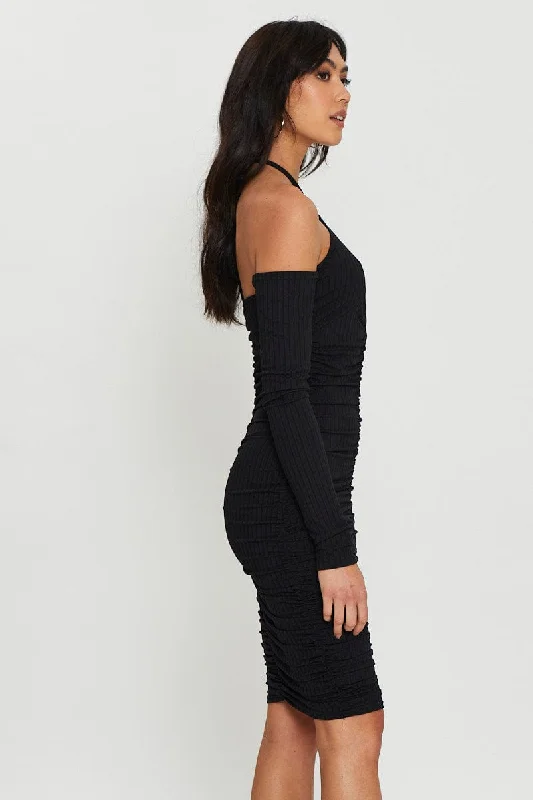 Black Bodycon Dress Halter Neck