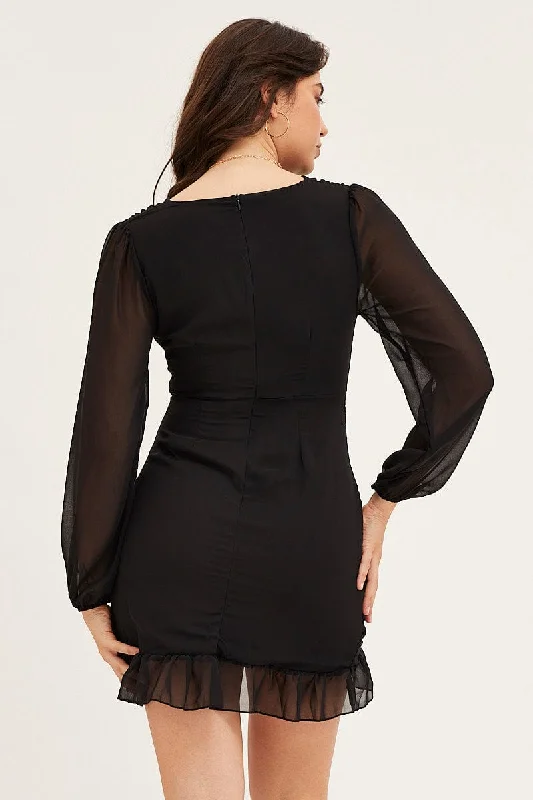 Black Long Sleeve Party Bodycon Dress