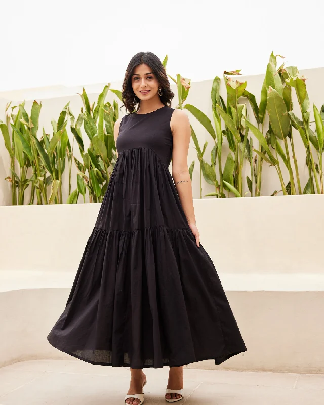 Black Tiered Maxi Dress