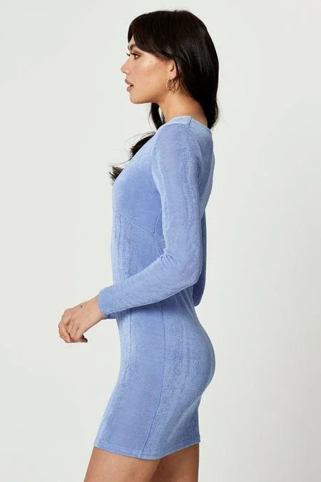 Blue Bodycon Dress Long Sleeve