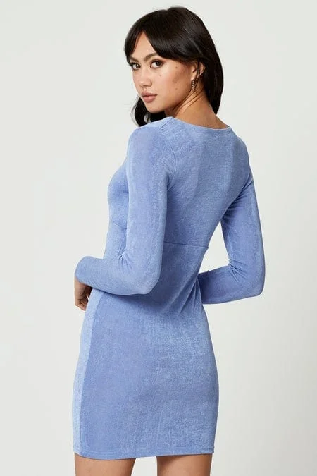 Blue Bodycon Dress Long Sleeve