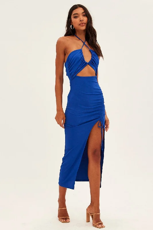 Blue Cut Out Bodycon Party Dress