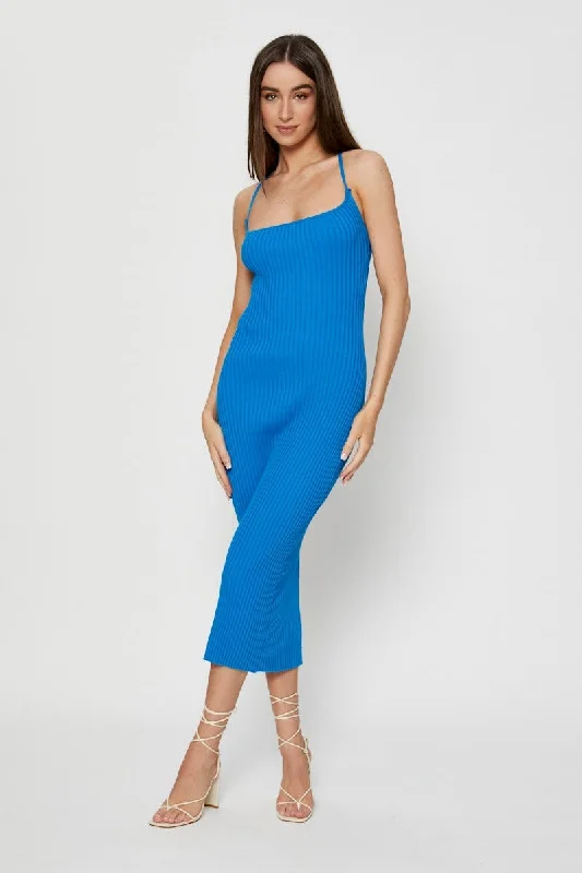 Blue Knit Dress Bodycon