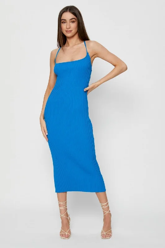 Blue Knit Dress Bodycon