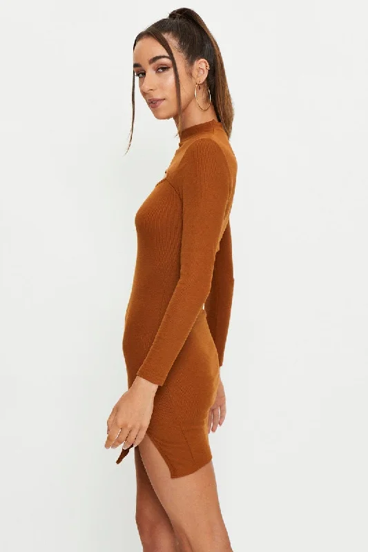 Brown Shrug Bodycon Dress