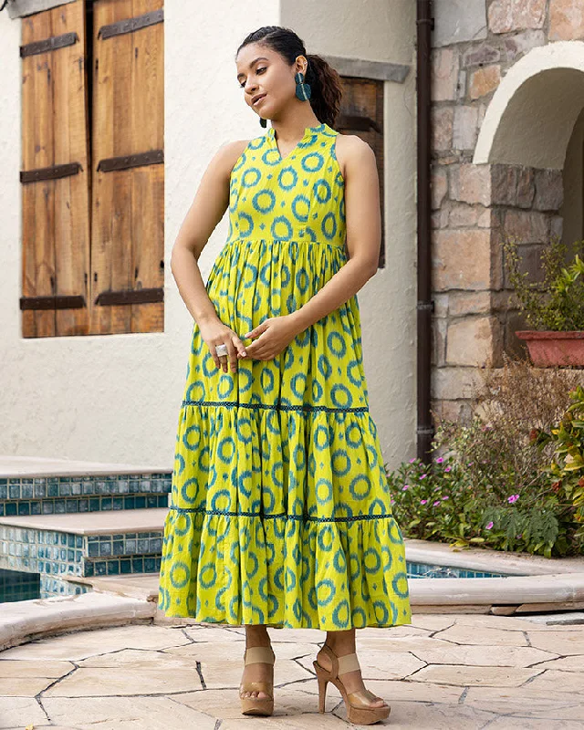 Green Ikat Maxi Dress