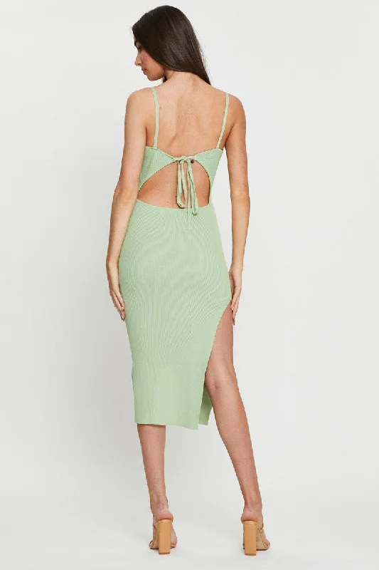 Green Knit Dress Bodycon