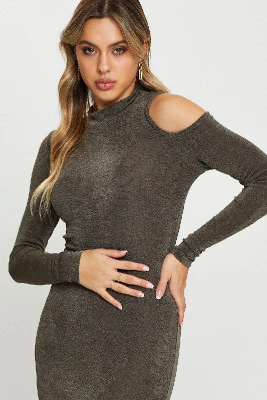 Green Long Sleeve Bodycon Dress