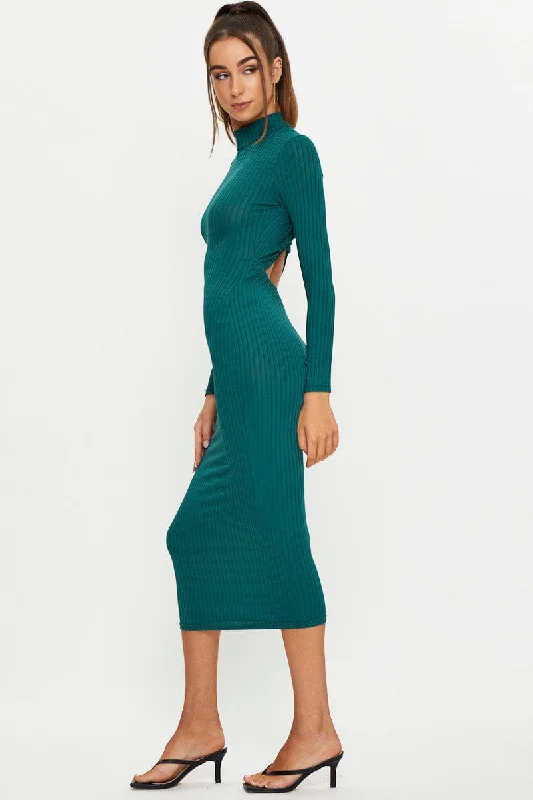 Green Twist Back Bodycon Dress