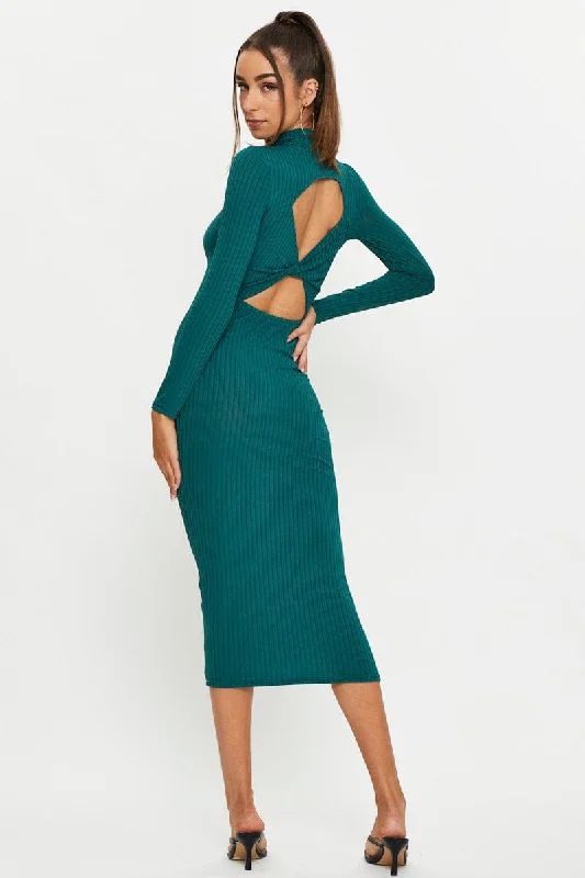 Green Twist Back Bodycon Dress