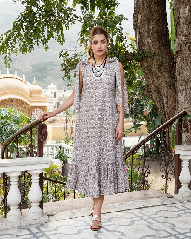 Grey Leaf Maxi Dress