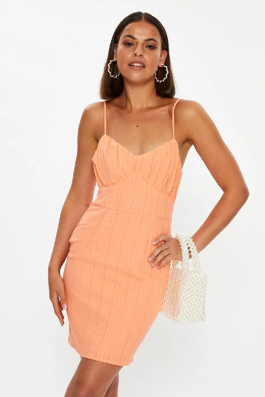 Orange Bustier Mini Bodycon Dress