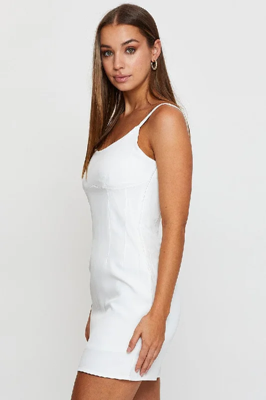 White Bodycon Dress Evening Mini