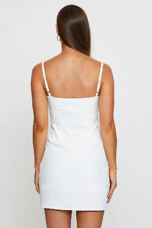 White Bodycon Dress Evening Mini