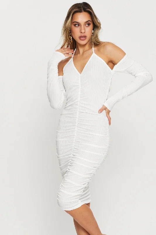 White Bodycon Dress Halter Neck