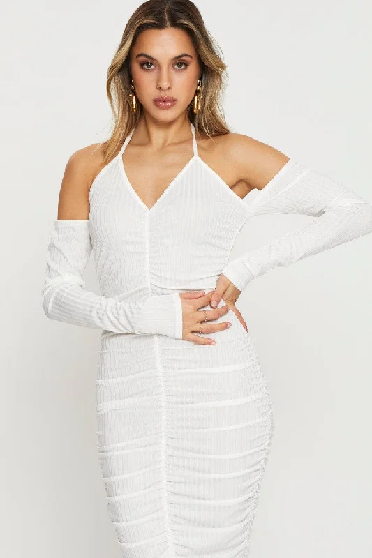 White Bodycon Dress Halter Neck