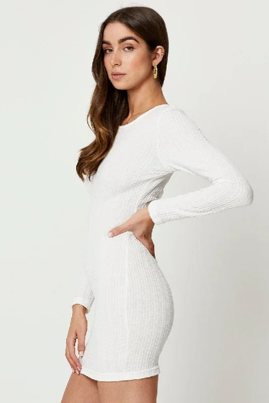 White Twist Back Bodycon Dress