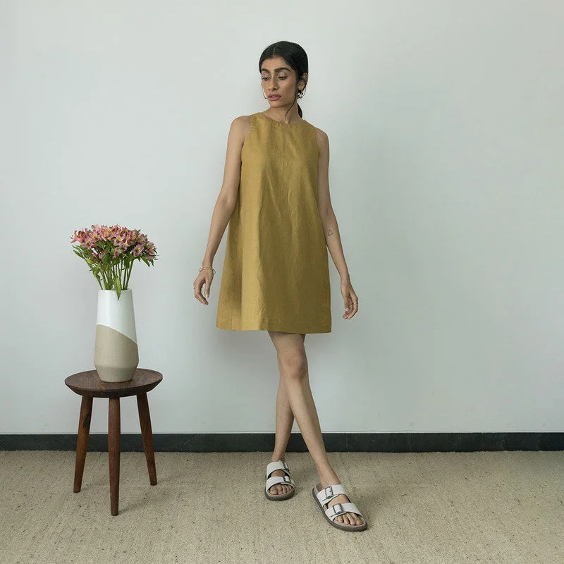 Mini Dress for Women | Hemp Cotton Short Dress | Reversible | Almond