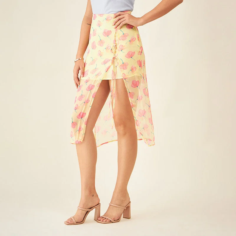 Printed Midi Skirt | Plant-Based Viscose | Lemon Yellow