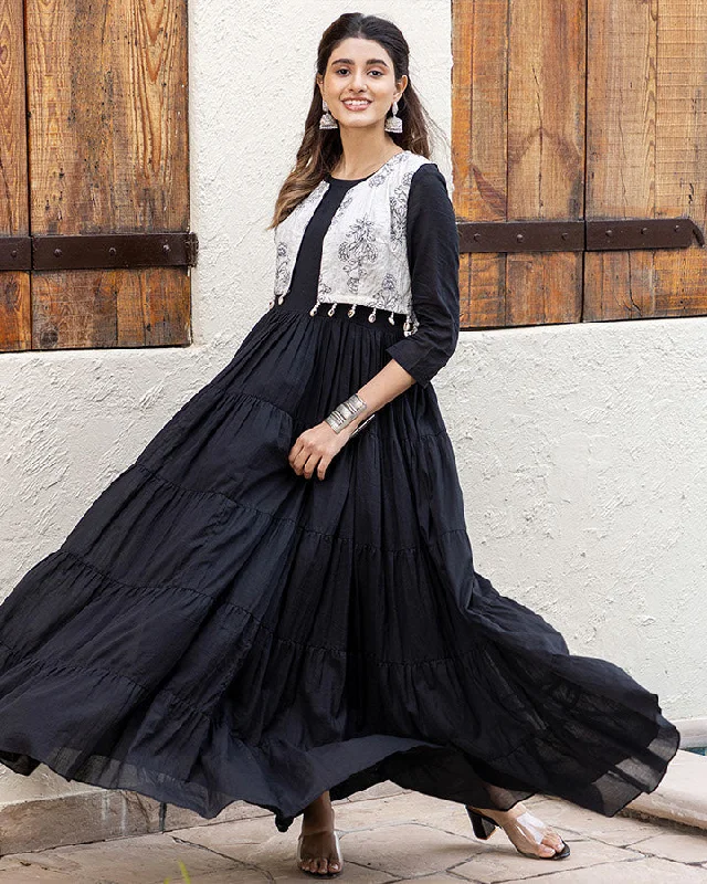 Black Mulmul Jacket Maxi Dress