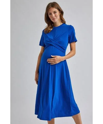 Blue Maternity Knot Dress