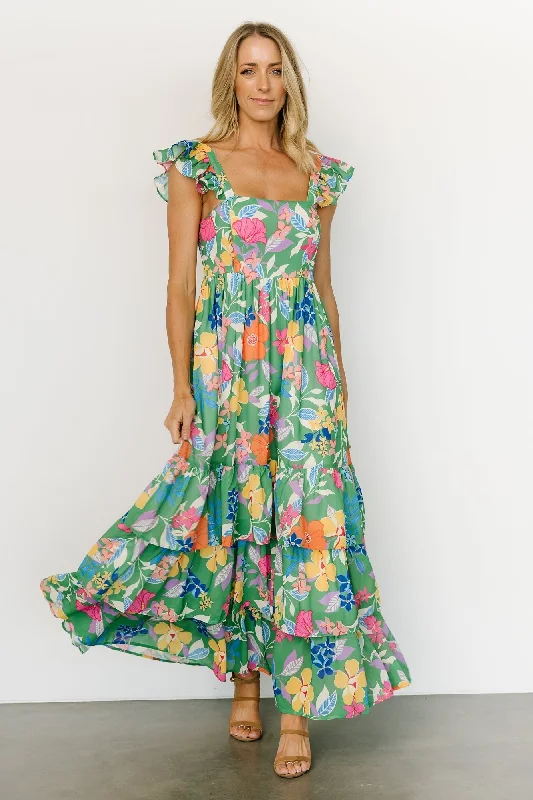 Monte Tiered Maxi Dress | Green Multi