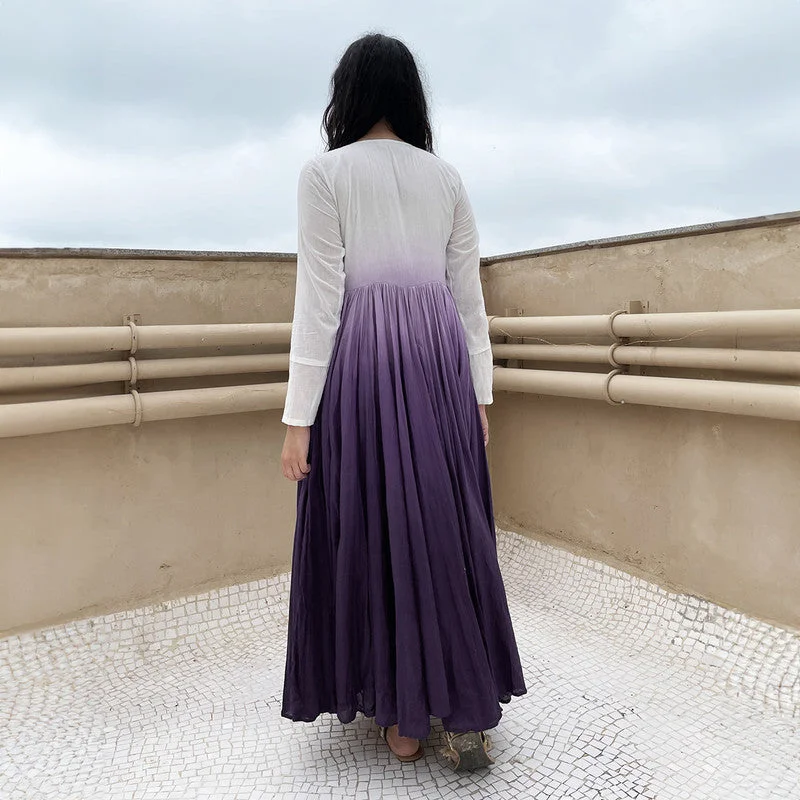 Pure Cotton Maxi Dress | Ombre-Dyed | Purple