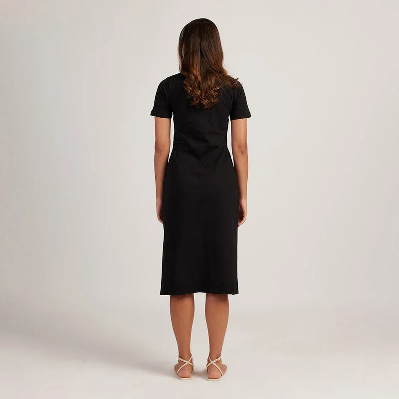 Black Midi Dress for Women | Cotton | Knee Length