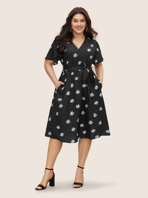 Daisy Ruffle Wrap Midi Dress