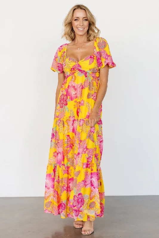 Darla Maxi Dress | Yellow + Pink Floral