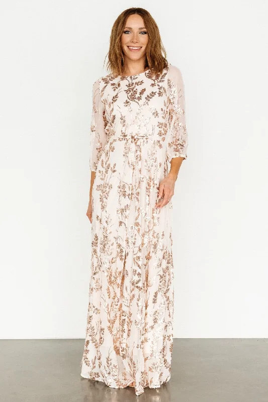 Destiny Sequin Maxi Dress | Rose Gold