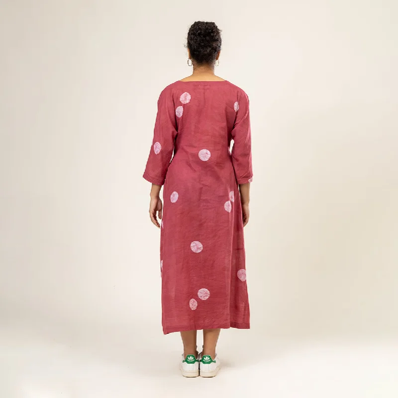 Upcycled Cotton Midi Dress | With Belt | Red