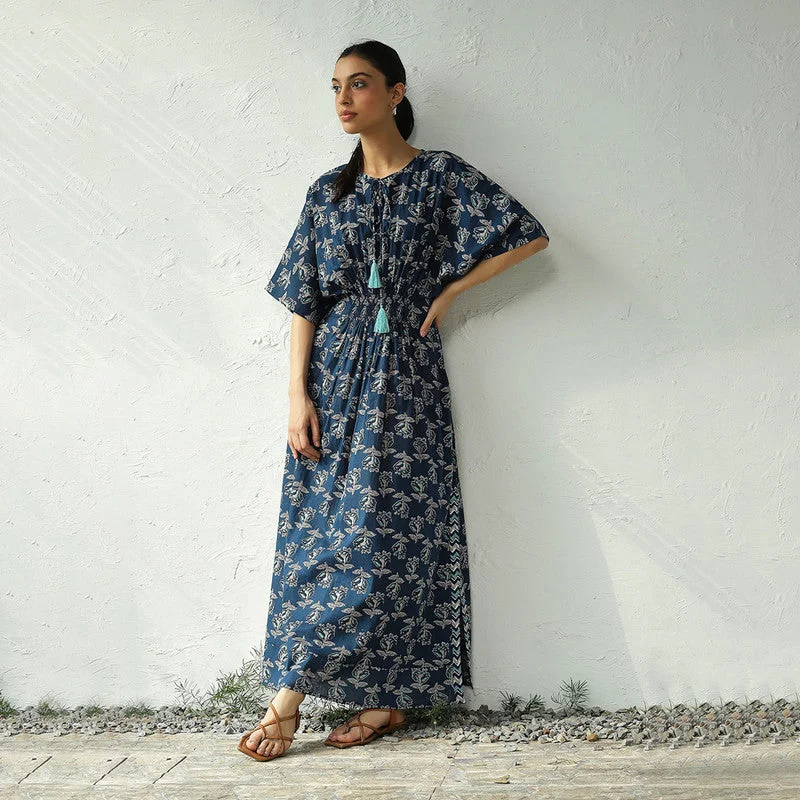 Cotton Maxi Slit Dress | Indigo