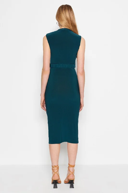 Emerald Green Belted Bodycon Dress