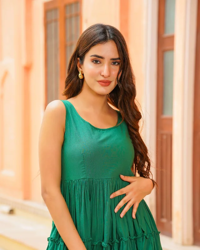 Emerald Green Tiered Maxi Dress