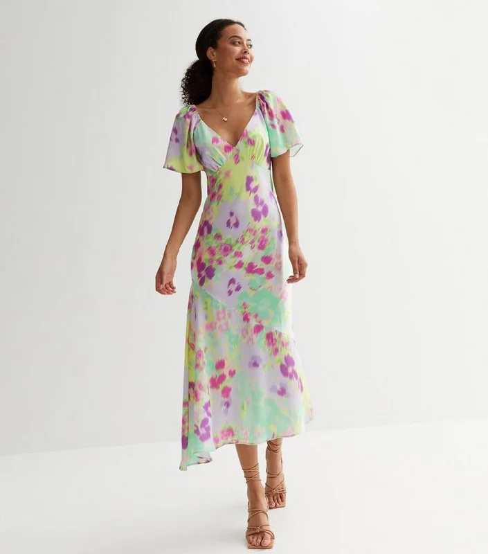 Floral Satin Midi Dress