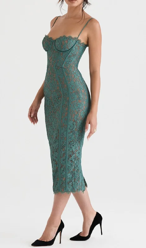 FOREST LACE MIDI DRESS