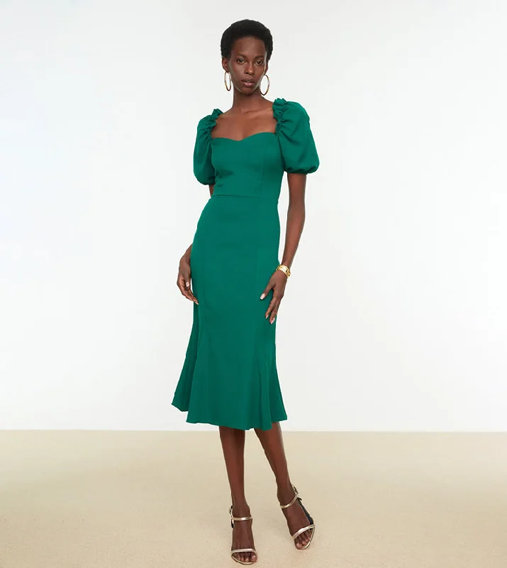 Green Sweetheart Midi Dress