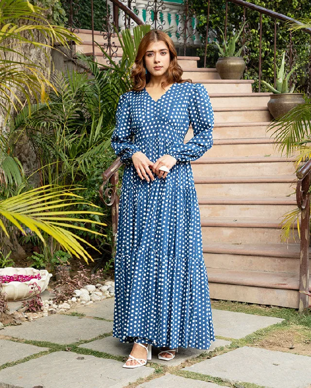 Indigo Polka Dot Maxi