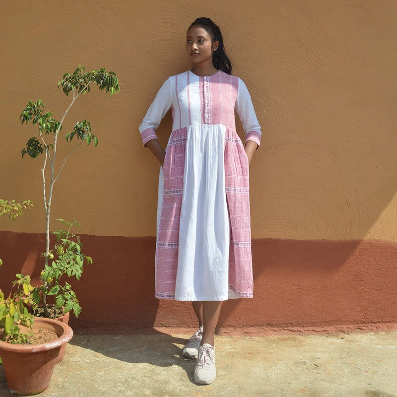 Cotton Midi Kurta Dress | Red & White