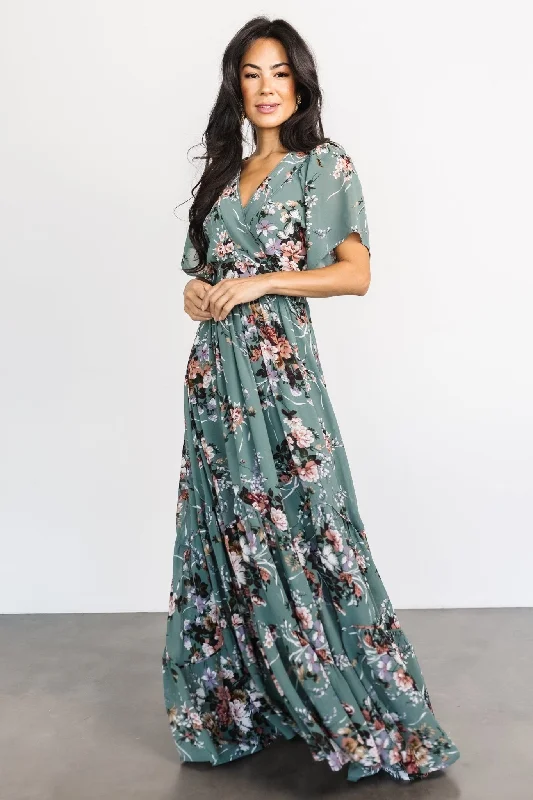 Katherine Maxi Dress | Dusty Green Floral