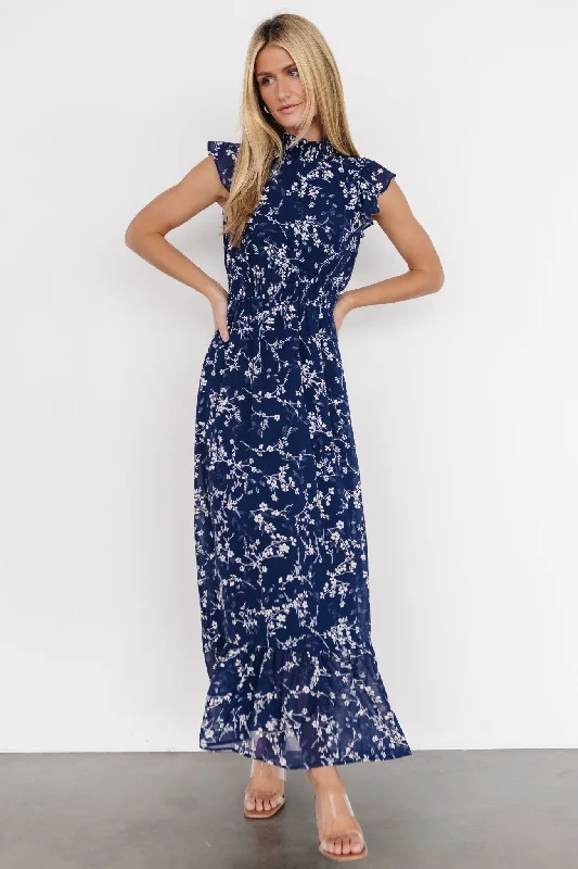 Kearny Ruffle Maxi Dress | Blue Floral