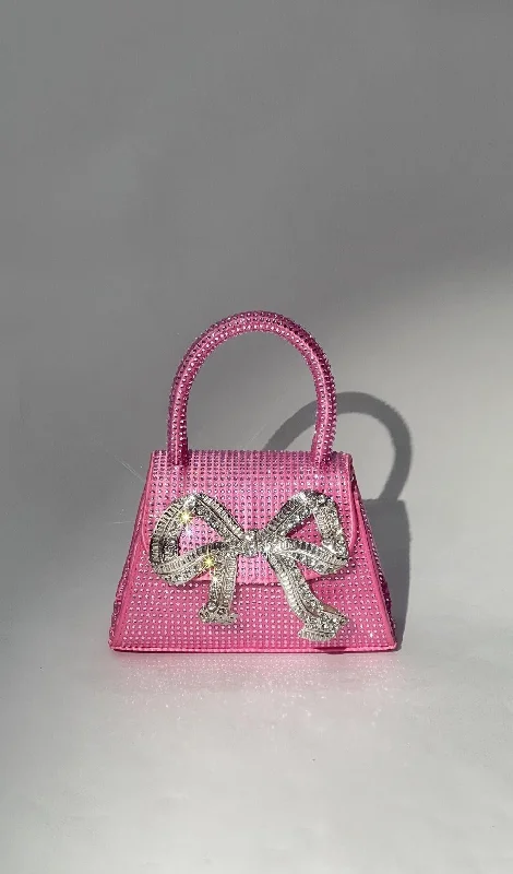 BOW EMBELLISHED MINI TOTE BAG IN PINK