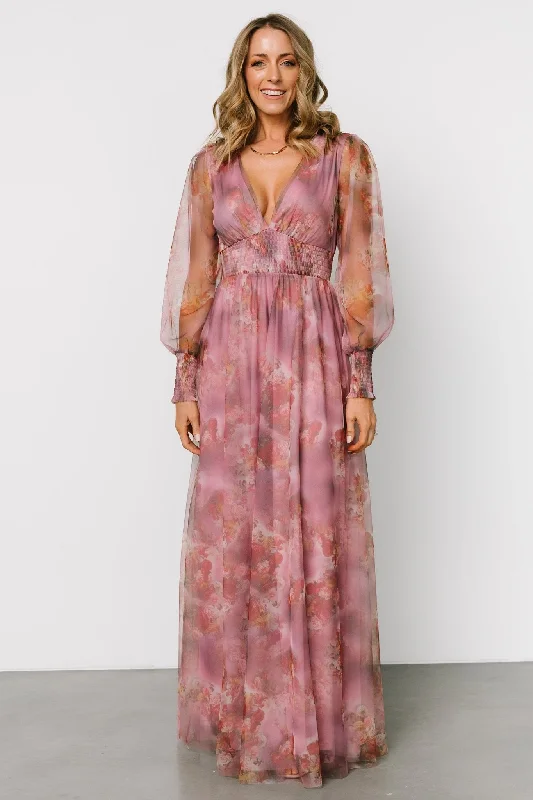 Layla Tulle Maxi Dress | Dusty Orchid Floral