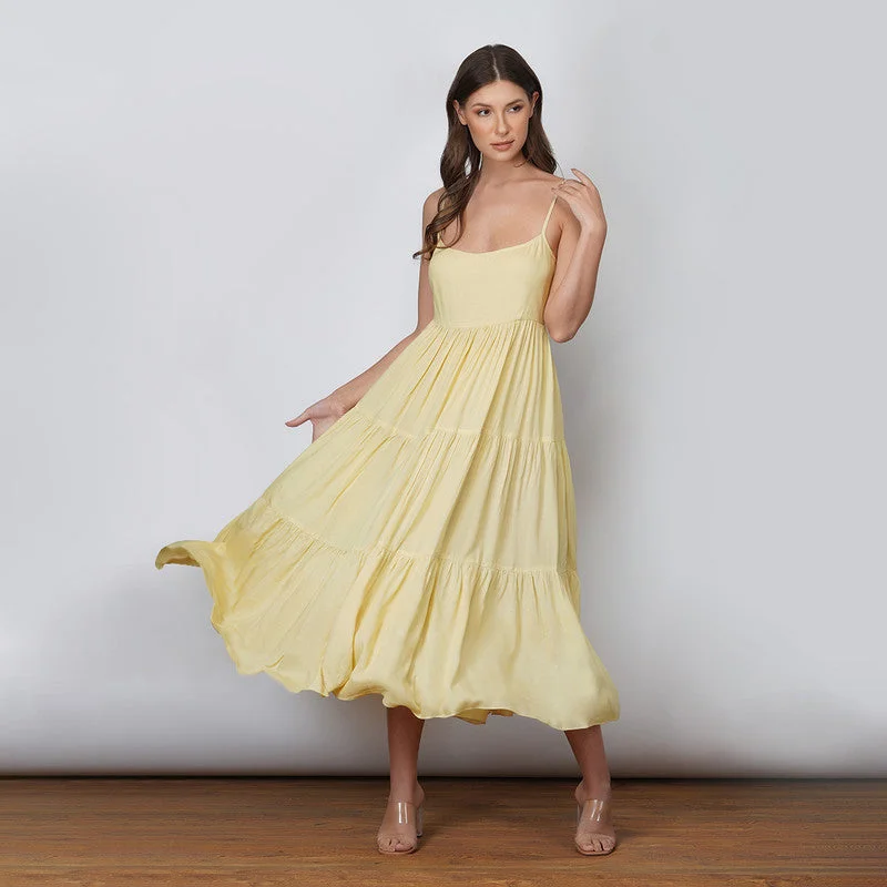 Modal Midi Dress | Strappy Dress | Yellow