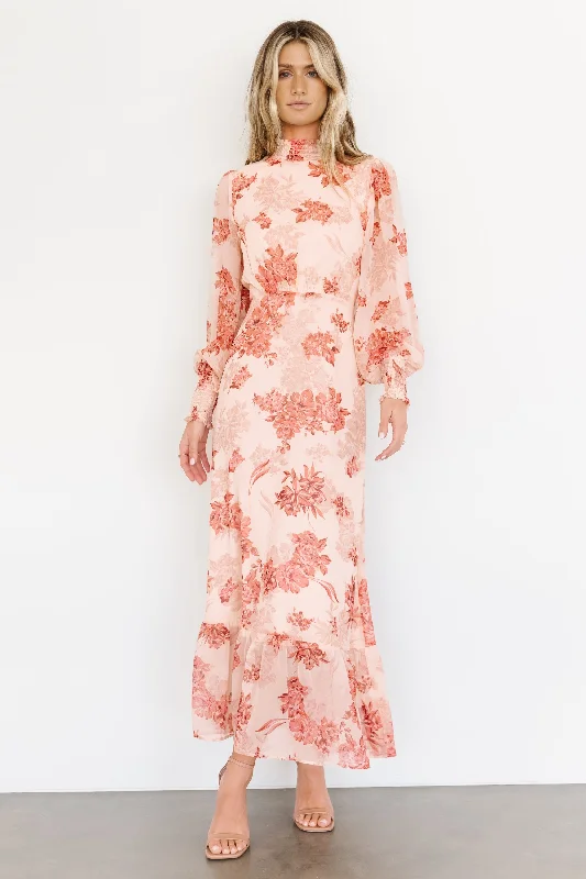 Luciana Maxi Dress | Beige + Rose