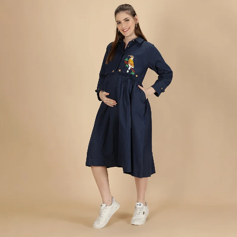 Cotton Dress for Women | Maternity Dress | Midnight Blue