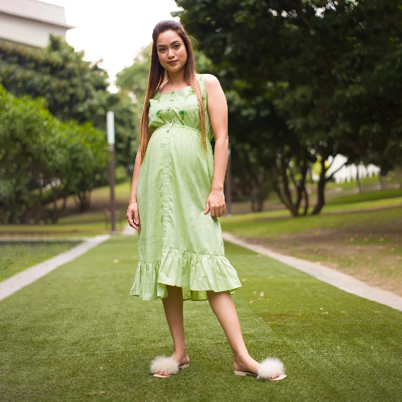 Cotton Dress for Women | Maternity Dress | Pastel Green