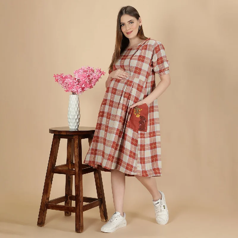 Cotton Dress for Women | Maternity Dress | Rising Sun Orange