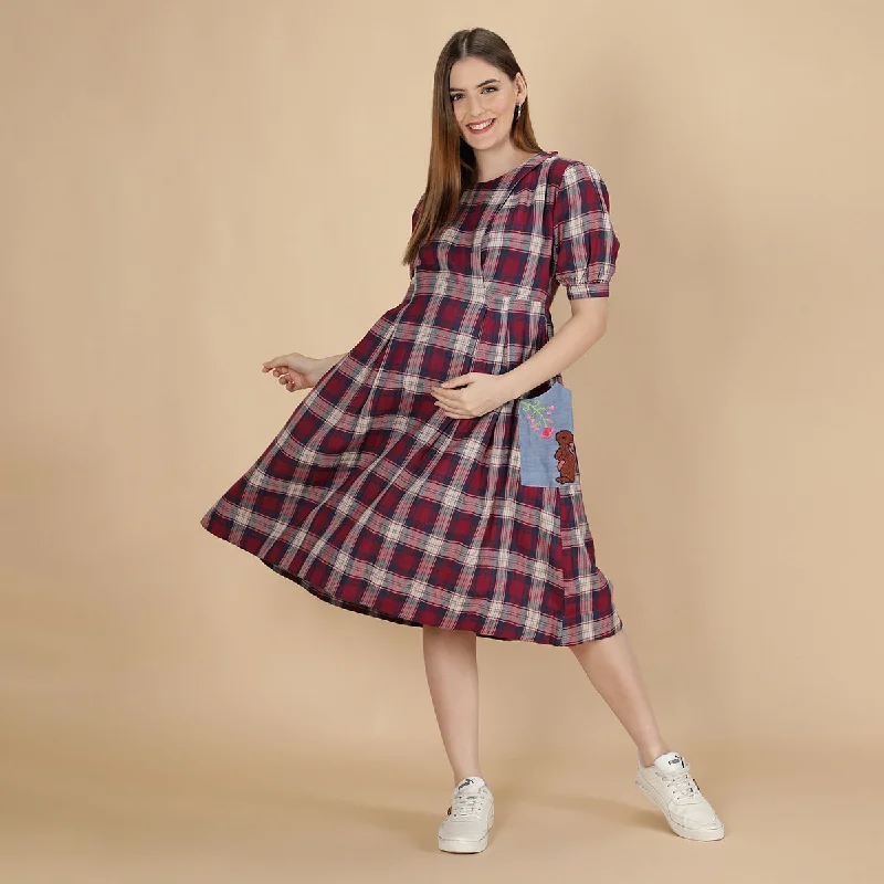 Cotton Dress for Women | Maternity Wear | Dusky Pink Blue